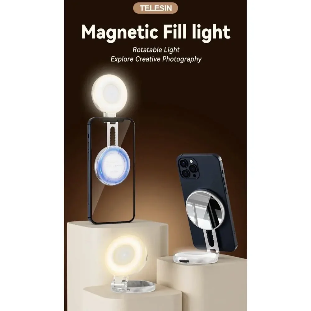 TELESIN C03 Magnetic Selfie Light, Phone Light Compatible with iPhone Magsafe